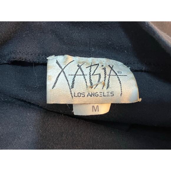 VTG Xabia Sweater 80s Medium Black Leather Shoulder Flames Whimsygoth Vampire - Picture 8 of 9